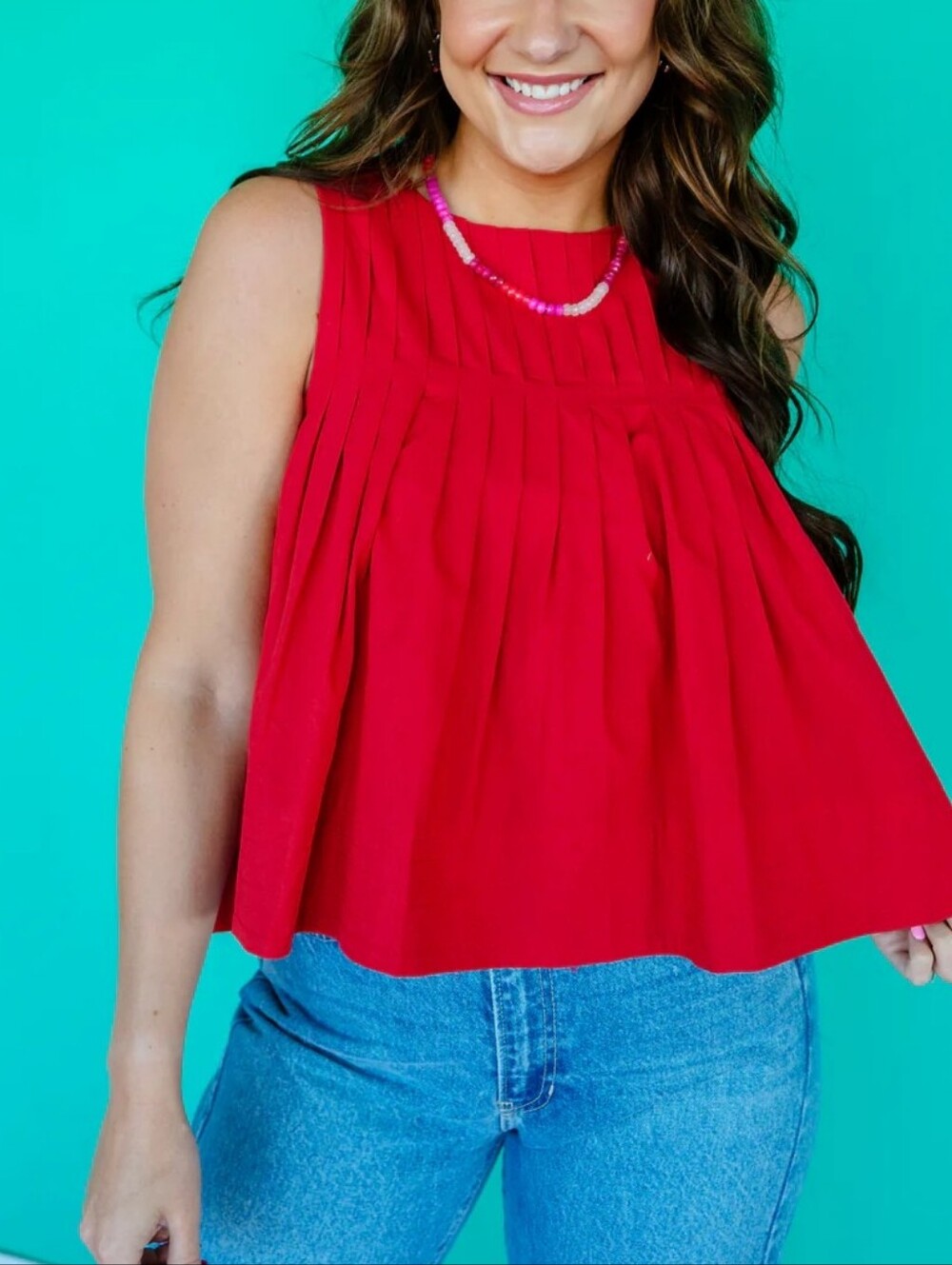 TCEC Taylor Red Pleated Tank